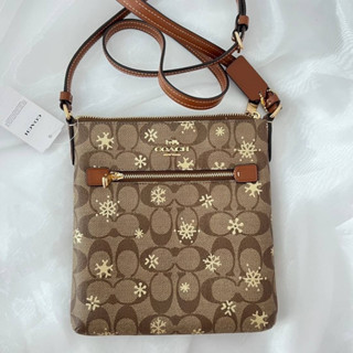 💚แท้💯 พร้อมส่ง💚Coach CF285 Mini Rowan File Bag In Signature Canvas With Snowflake Print