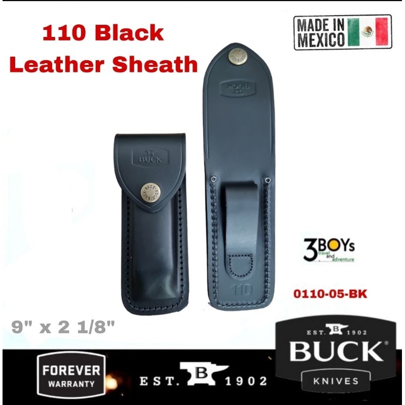 ซองใส่มีด Buck รุ่น110 Folding Hunter Black Leather Sheath  ปลอกหนังสีดำ ทนทาน สำหรับรุ่น 110 ผลิต Maxico