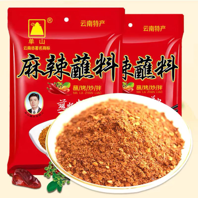 พริกหม่าล่า ผงปิ้งย่าง พร้อมส่ง(单山麻辣蘸料)ขนาด100g ต้นตำรับแท้จากจีน อร่อยมาก ๆ กับหม่าล่าปิ้งย่าง รสชาติเผ็ดๆชาๆ พริก ผง