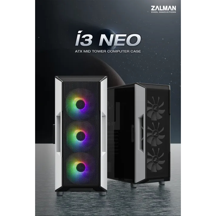 เคสคอมพิวเตอร์ ZALMAN i3 NEO ATX Mid Tower Computer Case Pre Installed RGB Fan