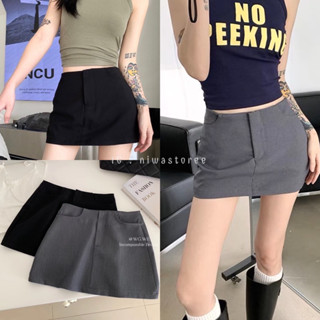 ✔️พร้อมส่ง(WG) Short skirt • กระโปรงสั้น มีซิปและตะขอหน้า มีกระเป๋า2ข้าง ผ้าดีแบบตะโกน แต่งตัวได้หลายแบบเลย สวยแฟมากคร่า