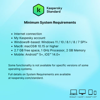 Kaspersky Standard 1 year 1,3,5 Devices Extend License สำหรับหมดอายุไม่เกิน 6 เดือน