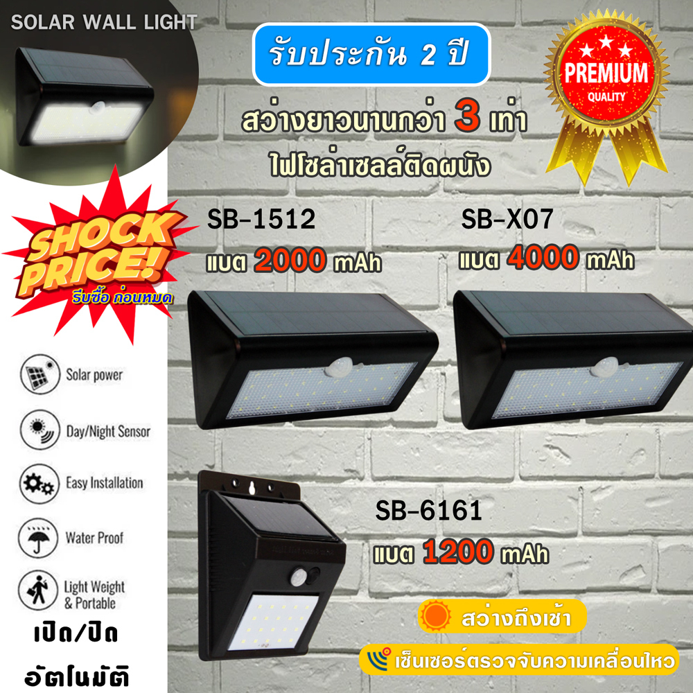 Solar Wall Light LEDโคมไฟโซล่าเซลล์ ไฟติดผนัง ตรวจจับความเคลื่อนไหว เปิด/ปิดอัตโนมัติ ติดตั้งง่าย