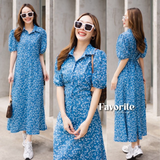 🌈🌿🌺🌼🇰🇷💙🇰🇷 Floral Doll Sleeve Maxi Dress Shirt