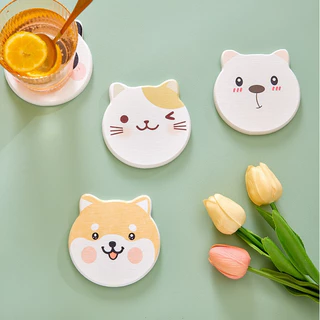ShopAt.Two[CS-7227] ที่รองแก้วซับน้ำ แผ่นหินรองแก้ว ดูดซับน้ำ แห้งไว พร้อมส่งจากไทย