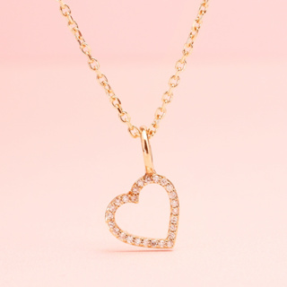 Grace Fine Jewelry จี้ทองแท้ 9K Castle Heart Pendent with Real Diamond (จี้อย่างเดียว)