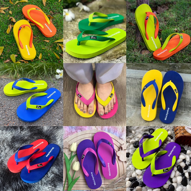 รองเท้าแตะทูโทนj.joyสีสันสดใส ( แบบหนีบ )