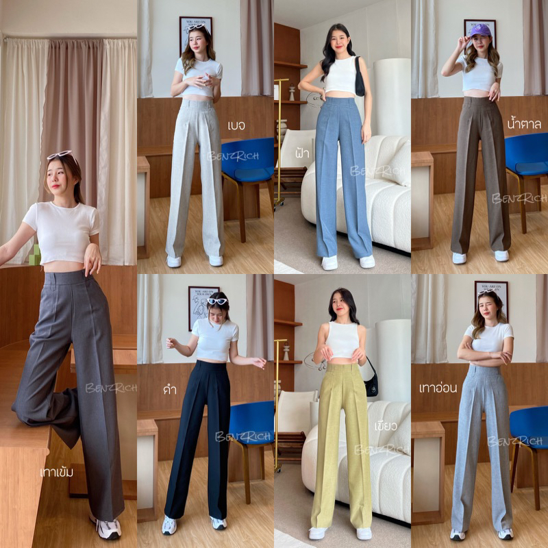ลด15% โค้ด Wthxmb ] ขากระบอก ธนู ซิปข้าง กางเกงแฟชั่นกางเกงทำงานหญิง |  Shopee Thailand