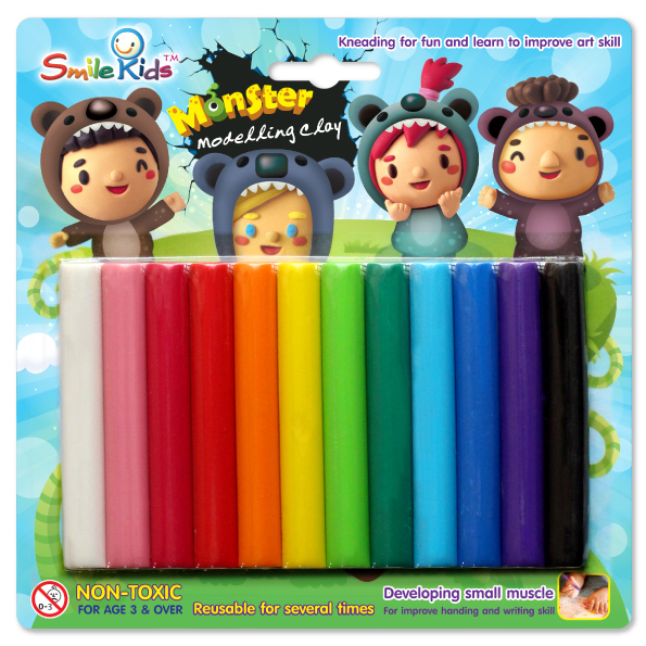 (USP) 💯ไร้สาร/12สี/ขายส่ง💯[ยกแพ็ค6ชุด] Smile Kids ดินน้ำมันไร้สาร 12สี SK-1200 ดินน้ำมัน 12สี สมายคิด สไมล์คิด ปั้นดิน