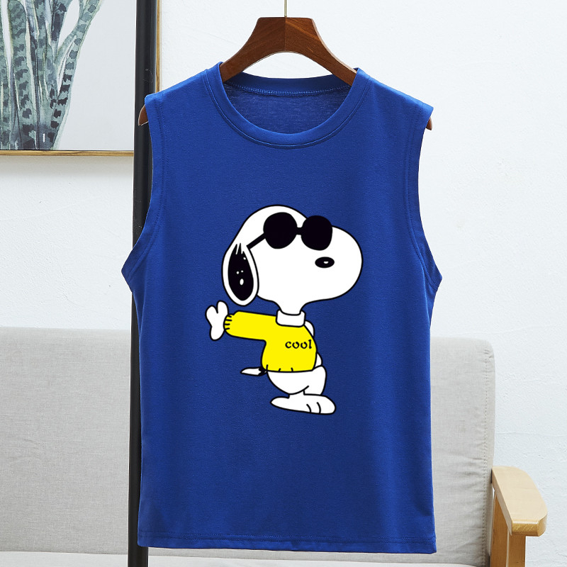 ฤดูร้อน รุ่นล่าสุด ลายการ์ตูนสนู้ปปี้ วงกลม เสื้อแขนกุด 8สี S~3XL