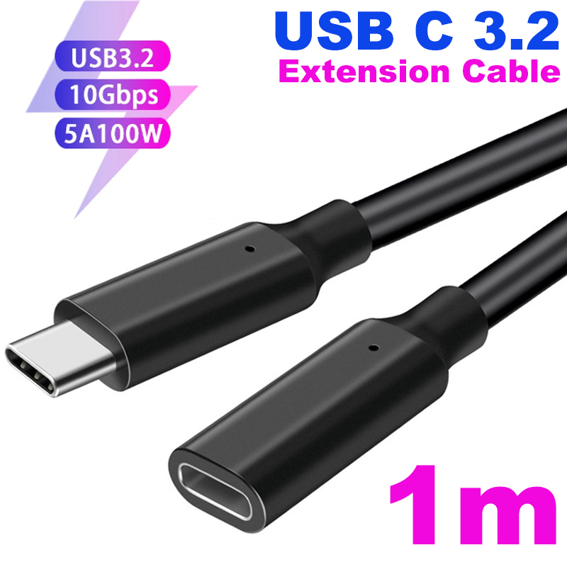 สายพ่วง Type C ยาว 1M Male to Female 10Gbps USB3.2 Gen2 Data Cord 100W Quick Charging ใช้กับ USB 3.1 USB3.0 ได้