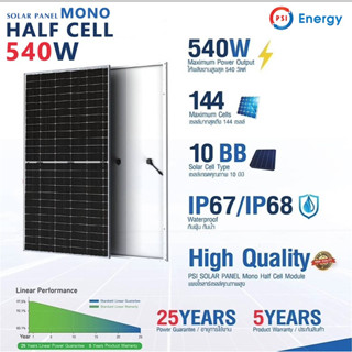 PSI แผงโซล่าเซลล์ MONO HALFCELL 540W