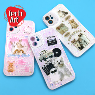 i11/SamsungA13 A22(4G) A23/OppoA15 A16 A17 A53/vivoY20 Y21เคสขอบนิ่มกันเลนส์กล้อง ด้านหลังเจลกากเพชรพิมพ์ลายการ์ตูน