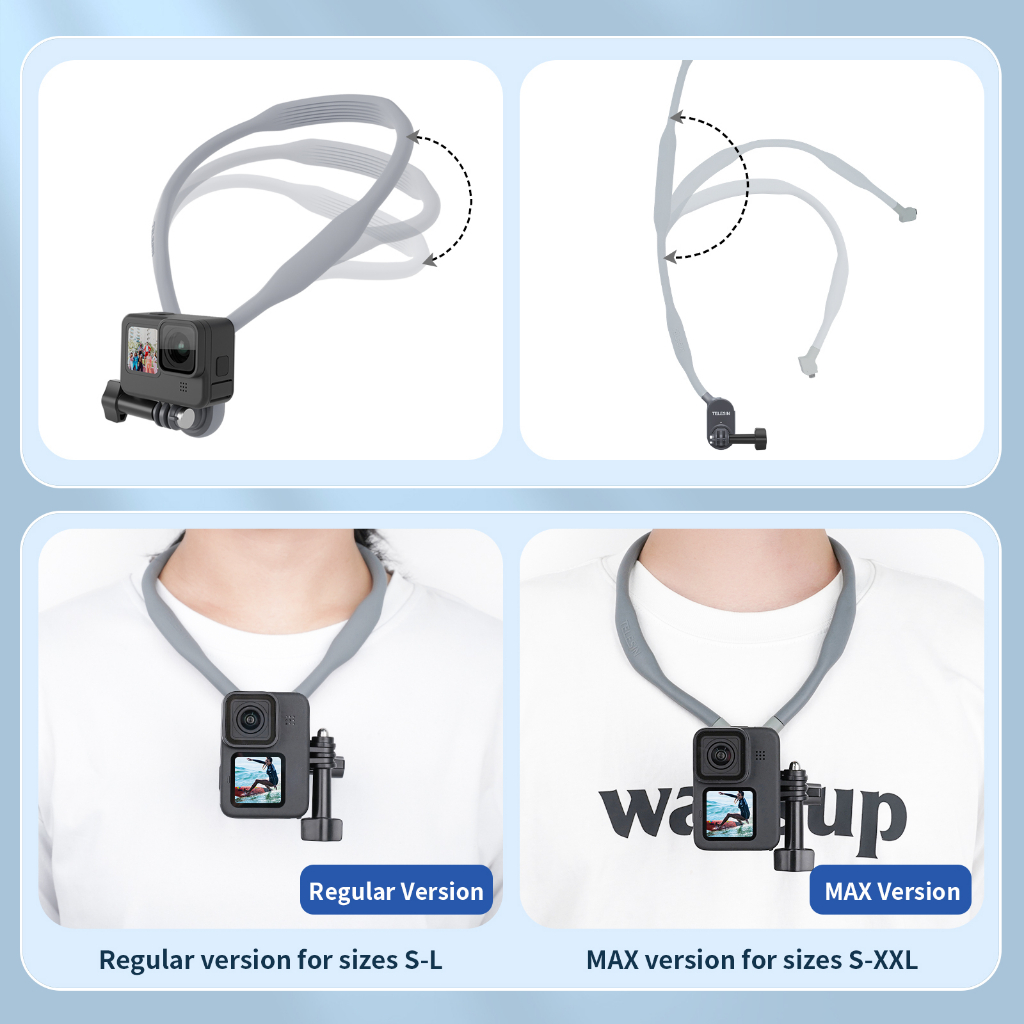 TELESIN U1/ U shape Neck Holder Bracket GoPro Hero 10/9/8สมาร์ทโฟนกล้องแอคชั่น อุปกรณ์เสริม มี3รุ่นให้เลือก