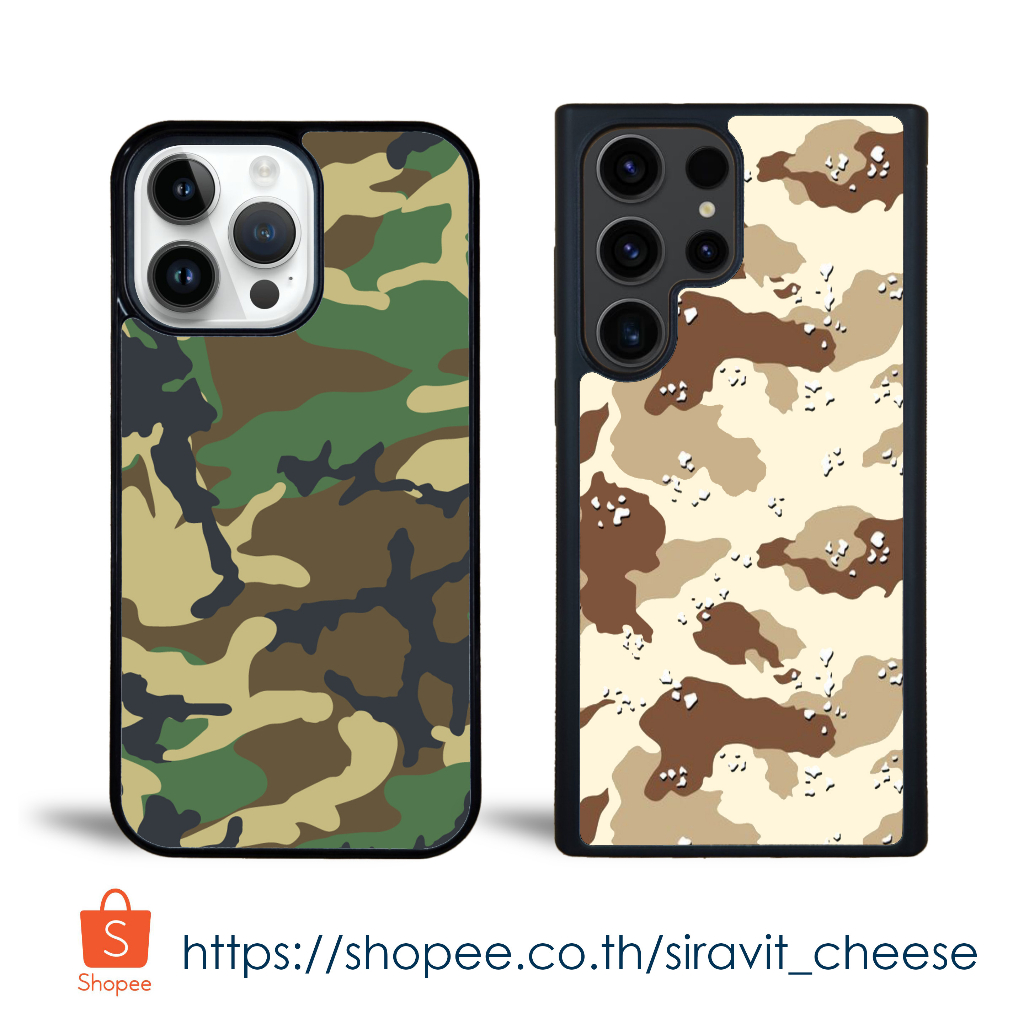 พร้อมส่ง เคสลายพรางเขียว เคลือบเงา กันน้ำ มีเคสทุกรุ่น