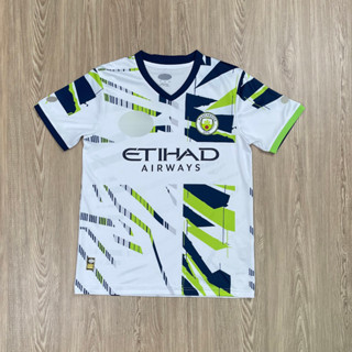 เสื้อบอล  เสื้อผู้ใหญ่ Mancityแมนซิตี้ สีขาวลายเขียว 2023/2024 เนื้อผ้าโพลีเอสเตอร์ เกรดแฟนบอล AAA