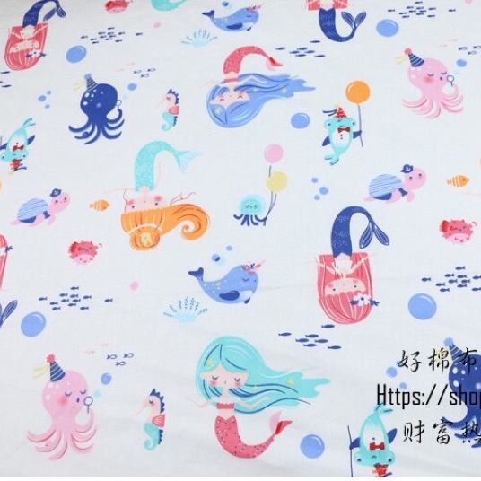 ผ้าคอตตอน 100% ทอทวิล ตัดขายเป็นเมตร หน้ากว้าง1.6 เมตร พิมพ์ลายยูนิคอร์น