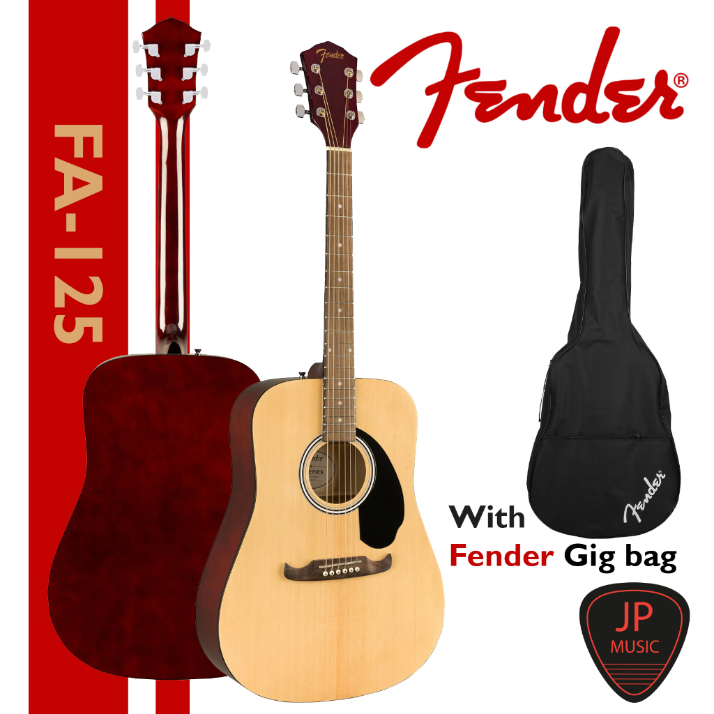 FENDER FA-125 กีต้าร์โปร่ง [แถมฟรี กระเป๋าใส่กีต้าร์+ปิ๊ก+ประแจขันคอ]