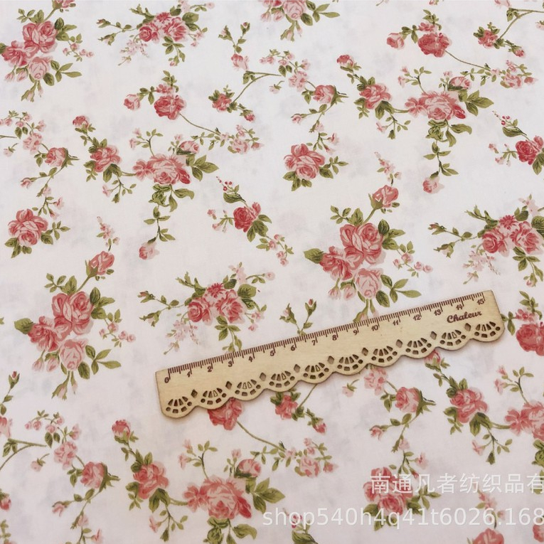 ผ้าคอตตอน 100% ทอทวิล ผ้าเมตร  ลายดอก ลายดอกวินเทจ หน้ากว้าง 1.60 เมตร