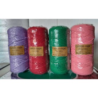 Cotton rope  3mm100m.เชือกคอตตอน3มม100ม.(ไม่มีแกนกระดาษ)สำหรับมัดเมคราเม่ถักได้