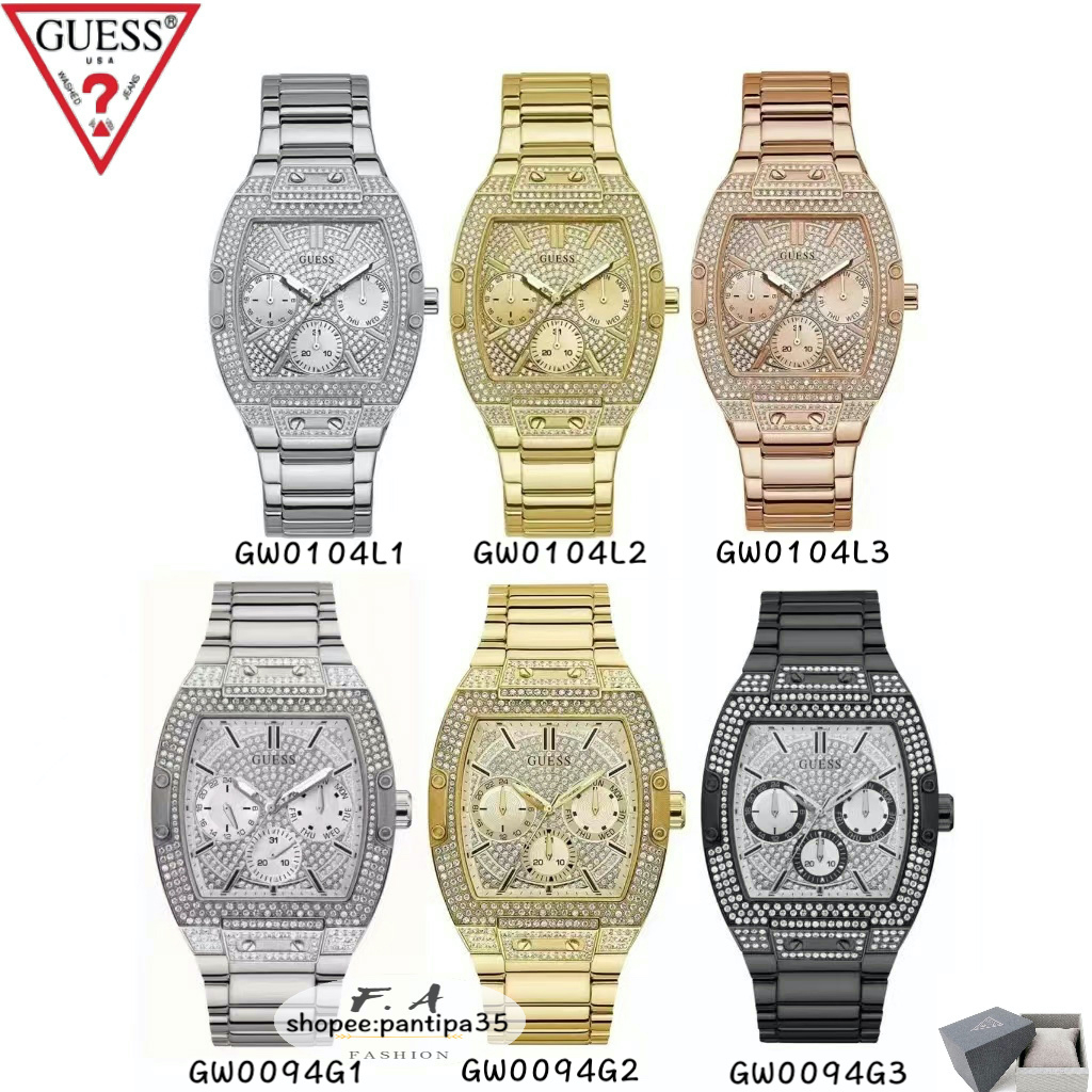 Guess ของแท้100% เทรนด์แกนเครื่องมัลติฟังก์ชั่น นาฬิกาสําหรับคู่รักทั้งชายและหญิง GW0094G1 GW0104L1 