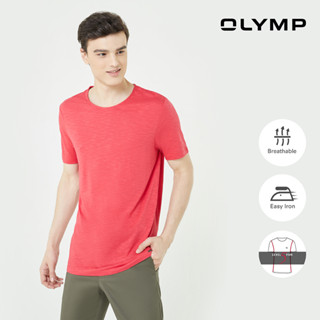 OLYMP Level Five Casual T-Shirt เสื้อยืด สีแดง ทรงพอดีตัว ยืดหยุ่นได้ดี ระบายอากาศได้ดี แห้งไว