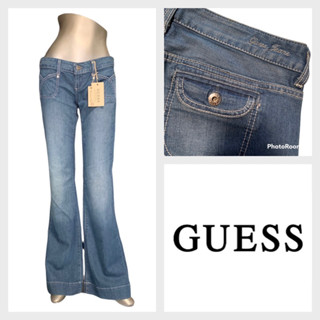 Guess(เกสส์) GS22 กางเกงขายาวผู้หญิง เอวต่ำ สียีนส์ ขาม้า กระเป๋าหลังฝาปิด