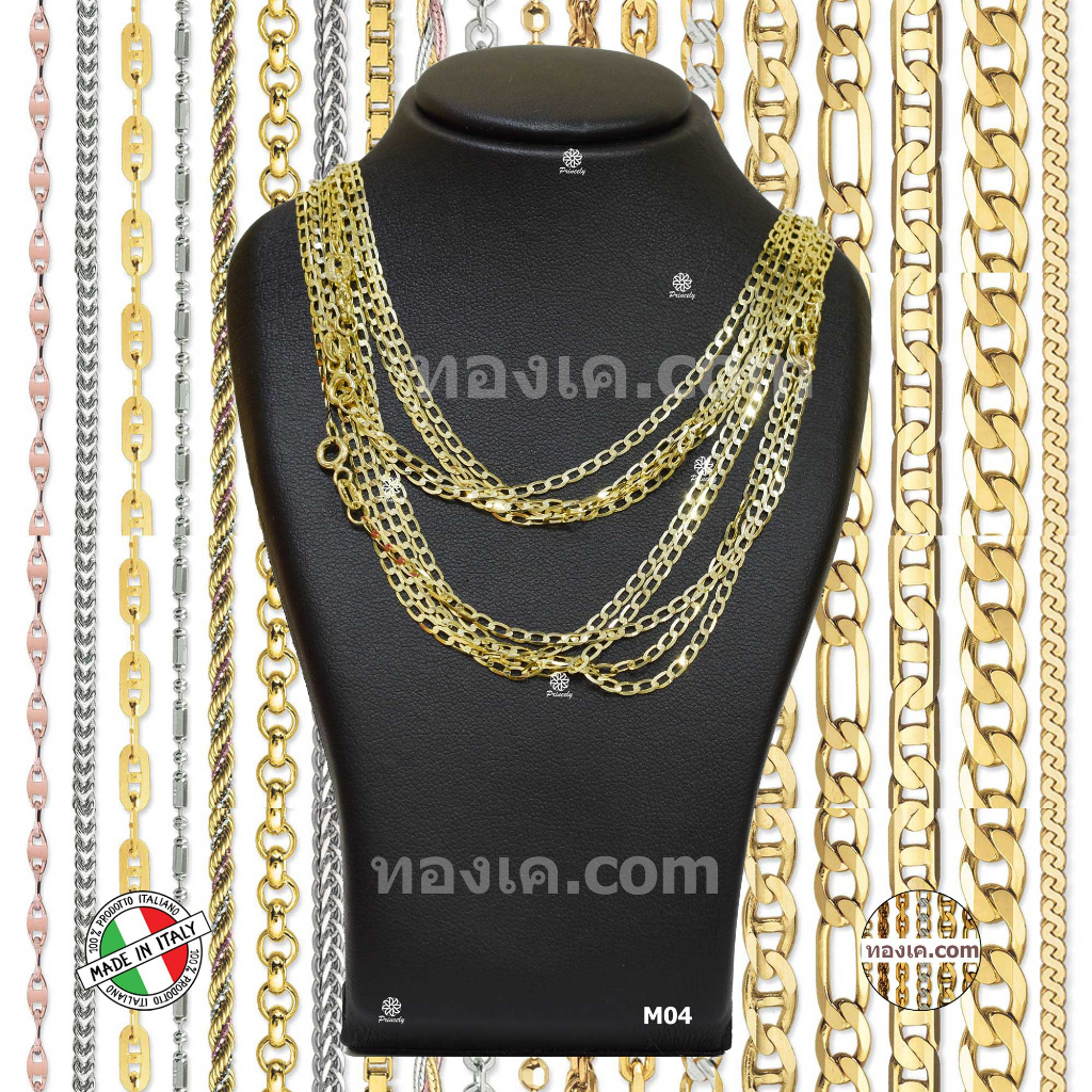 9K สร้อยคอทองคำแท้ ITALY (AU 375) รุ่น เลท Figaro - M04