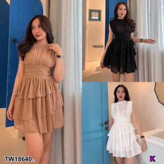 TW18640 Dress เดรสสั้นชีฟองกระโปรง