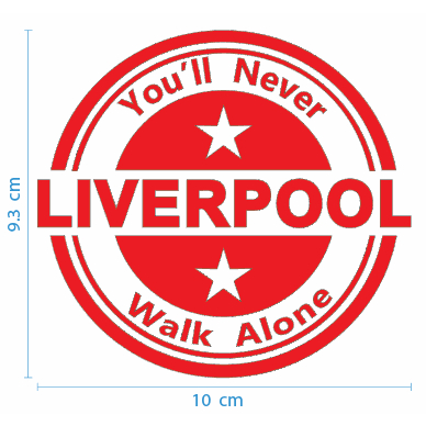 สติกเกอร์ ตัดไดคัท Liverpool  You'll never walk alone N0. 17 ขนาด 9.3 x 10 ซม.  (มี11สีให้เลือก) วัส