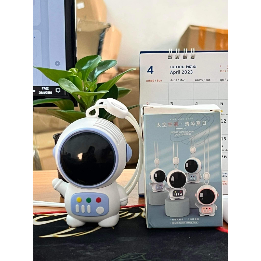 พัดลมคล้องคอ พัดลมนักบินอวกาศ รุ่นMLS6088 ชาร์จUSB พลังเทอร์โบ ลมแรง ใช้งานได้ยาวนาน