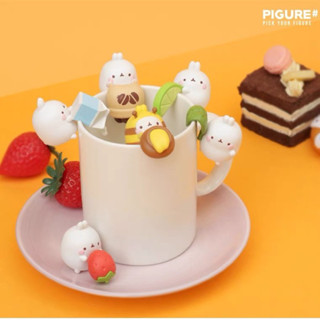 เซ็ต 6 molang โมเดล โมแลง เกาะแก้ว puttito cup figure กาแฟ coffee