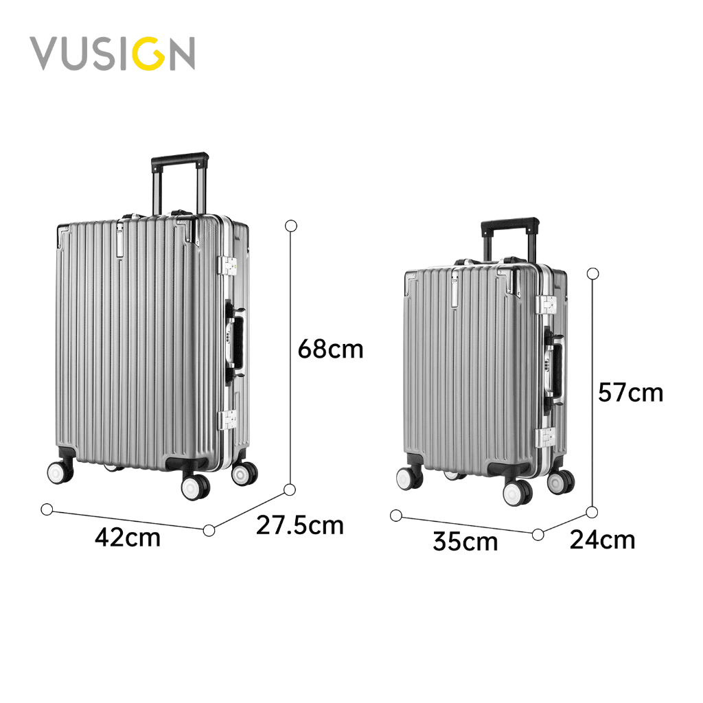 Vusign กระเป๋าเดินทาง กระเป๋าเดินทางล้อลาก 20นิ้ว 24นิ้ว วัสดุอลูมิเนียมอย่างดี กันกระแทก Suitcase