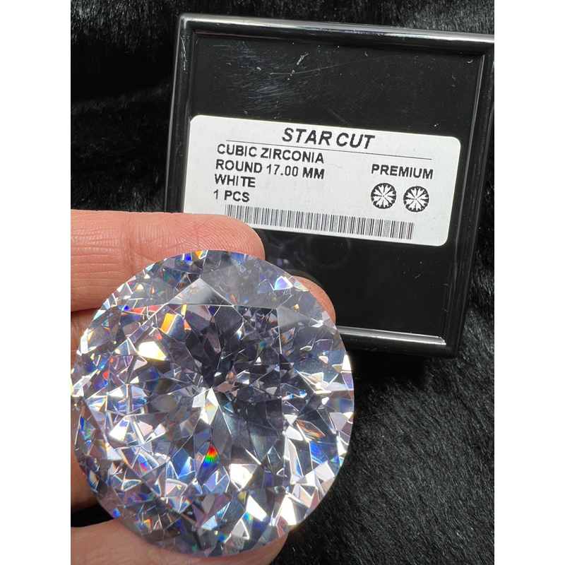 CZ เพชร SWISS STAR CZ พลอย สีขาว เพชรรัสเซีย รูป ร่างกลม ยอดเยี่ยม เครื่องตัด 17.00 มม (1 เม็ด)