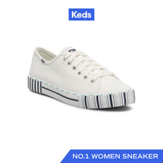 KEDS รองเท้าผ้าใบ แบบผูกเชือก รุ่น KICKSTART TENNIS STRIPE สีขาว ( WF67229 )