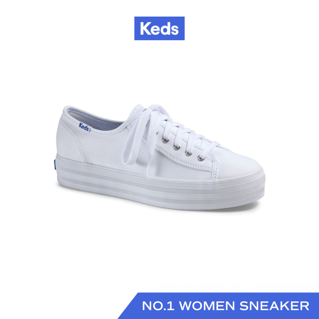KEDS รองเท้าผ้าใบ มีส้น รุ่น TRIPLE KICK CANVAS สีขาว ( WF57306 )