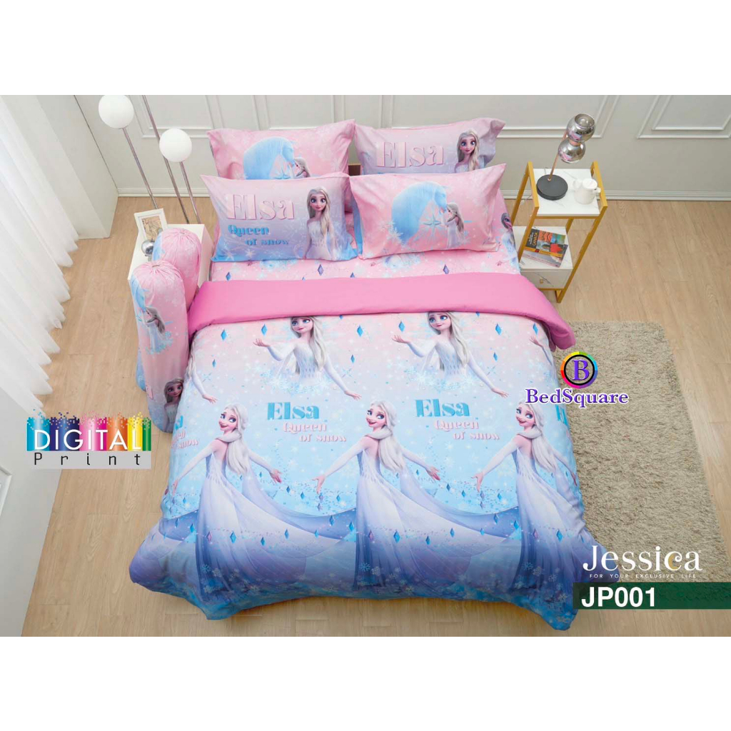 JP001 : ชุดผ้าปูที่นอน 3.5/5/6 ฟุต + รวมผ้านวม Frozen/Jessica Digital Print