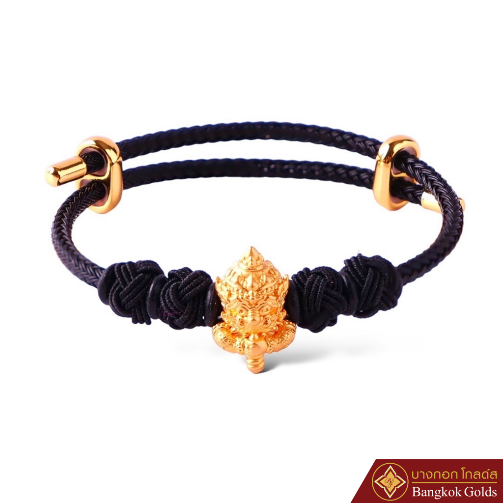 Bangkok Golds สร้อยข้อมือ ชาร์ม ท้าวเวสสุวรรณ ทองคำ 99.99% สายสีดำ * สินค้ามีใบรับประกัน