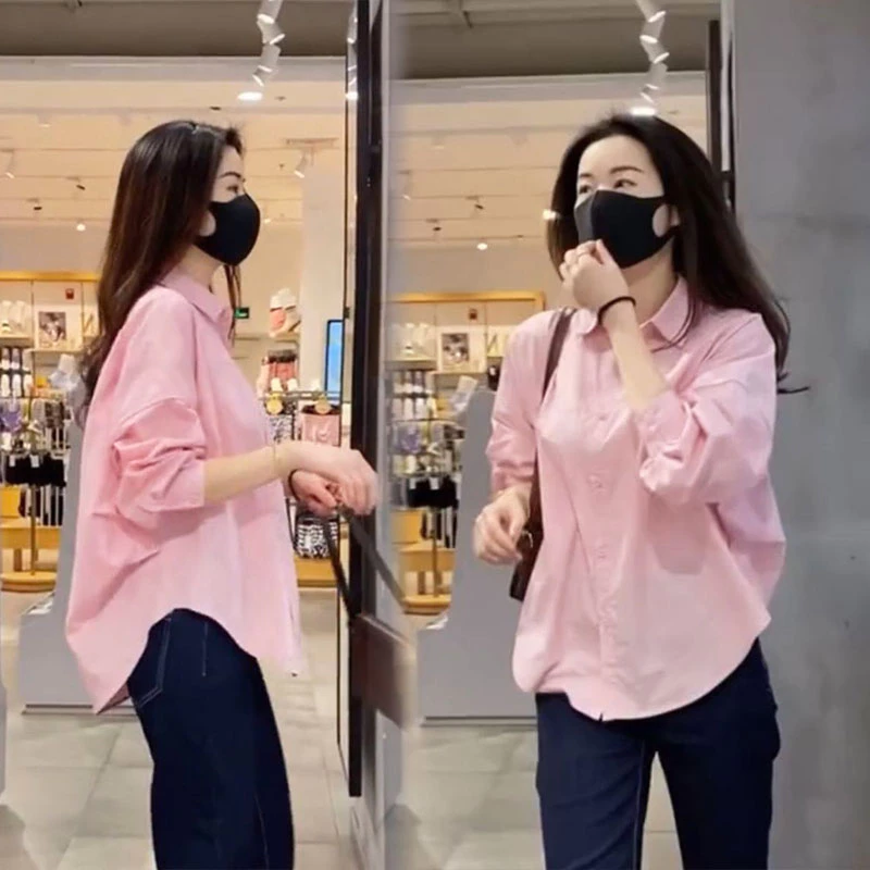 เสื้อเชิ้ตแขนยาวไซส์ใหญ่ผู้หญิง oversize เสื้อผ้าแฟชั่นสีพื้น ทรงหลวมสไตล์เกาหลี เสื้อโอเวอร์ไซส์สีขาว มินิมอล ใส่สบาย thumbnail 5