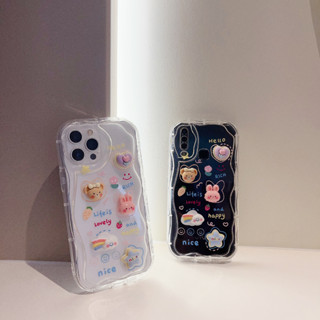 เคสนิ่มเคสใสการ์ตูนนูนขอบหยัก OPPO A15 A16 A17 A53 A54 A57 A5S A74 A76 A77 A78 A5 A31 RENO4 RENO5 RENO6Z RENO7Z RENO8T