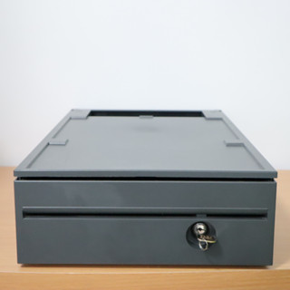 TOSHIBA CASH DRAWER IRON GRAY 4881 พร้อมกุญแจ ลิ้นชักเก็บเงิน เครื่องเก็บเงินอัติโนมัติ cash drawer  มือสอง
