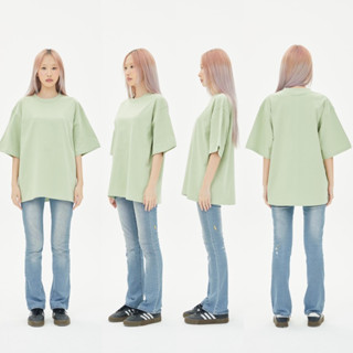 OV19 * NEW *  Mole green  เสื้อยืดสีเขียวตุ่น Cotton20 Oversize