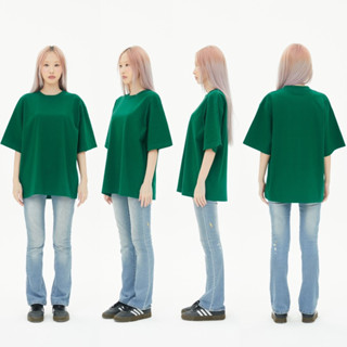 OV20 * NEW *  EMERALD เสื้อยืดสีเขียวเข้ม Cotton20 Oversize