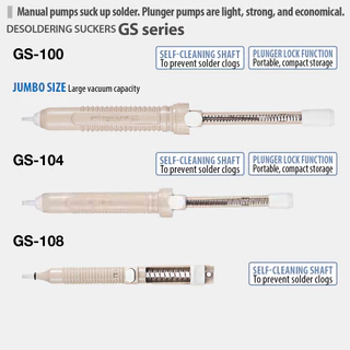 Goot ที่ดูดตะกั่ว ขนาดเล็ก GS-108 | กลาง GS-104 | ใหญ่ GS-100 แบบปั๊ม ไม่ตัน Made in Japan คุณภาพสูง Solder Sucker