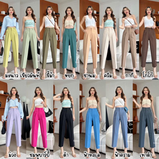 14สี กางเกง9ส่วนทรงบอย boy basic pant เอวสูง