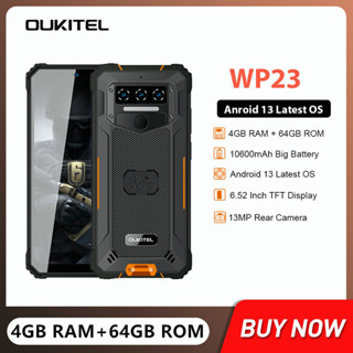 Oukitel WP23 Rugged Mobile Phone Android 13 Cellphone 4GB+64GB 6.52Inch HD Display 10600mAh Battery Smartphones 13MP Rea