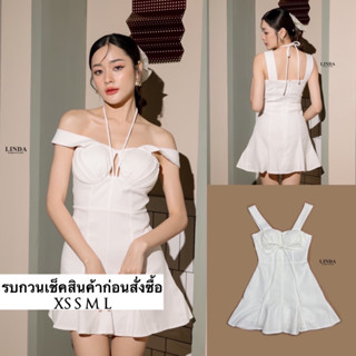 เดรสสีขาว ดีเทลเก๋มาก ผ้าดีงาม มีฟองน้ำในตัว สายนี้ใส่ได้หลายแบบเลยนะคะ กระโปรงจับจีบ
