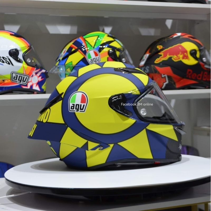 หมวกกันน็อครอสซี่ เต็มใบ ลายพระอาทิตย์ดวงจันทร์ winter test นักแข่ง MotoGP สีน้ำเงินเหลือง รีวิวในติ๊กต๊อก เพจ:8M online