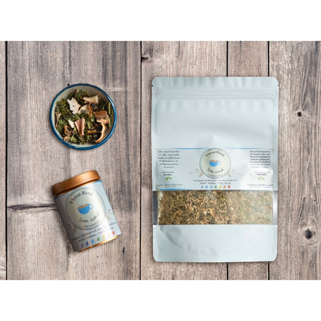 Throat Chakra Tea + FREE Muslin Tea Bag, Mouth & Throat Cleanse ชาสมุนไพรลดเจ็บคอผ่อนคลาย ชาโธรทจักระ ถุงชามัสลิน ฟรี!!