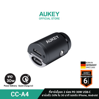 AUKEY CC-A4 ที่ชาร์จเร็วในรถ USB-C Power Delivery 30W Metal Dual Port Fast Car Charger รุ่น CC-A4